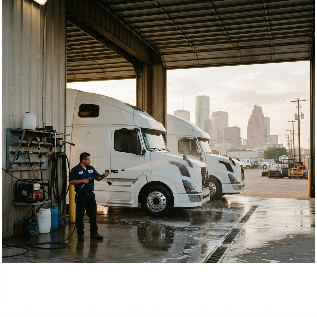 A1 Mobil Fleet Wash, commercial trucks being washed